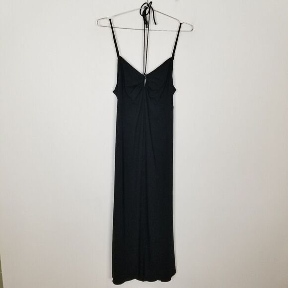 H & M Women Strap Detail Jersey Maxi Dress Sz M  Black Open Back Party Event - Picture 2 of 9